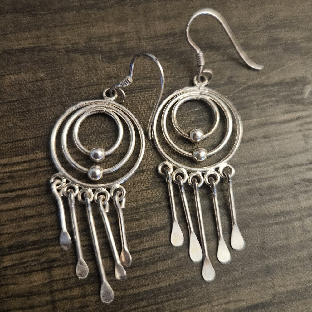 Silver Flowy Dangle Earrings